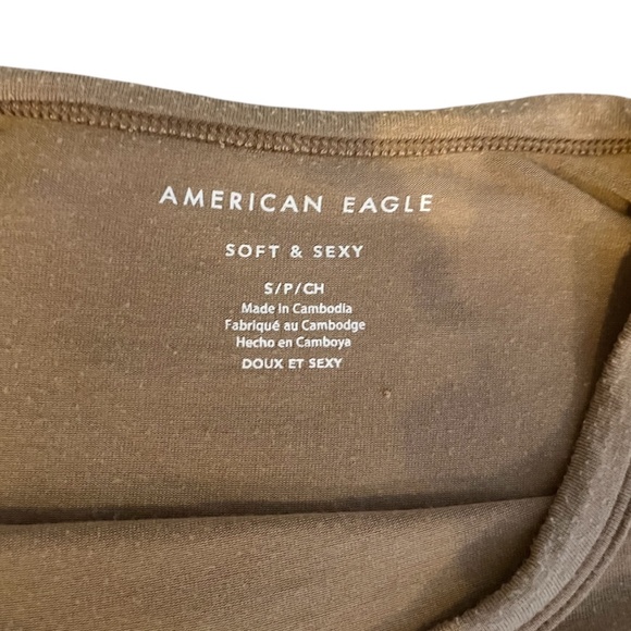 American Eagle Soft & Sexy Brown/Tan Basics Crew Neck T-Shirt | Size Small - Picture 5 of 8